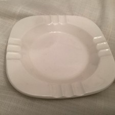 Vintage Mid-century Homer Laughlin Ceramic Cream Colored Square Ashtray  picture