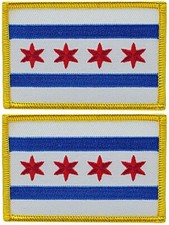 Chicago City Flag Embroidered Patch | 2PC iron on or Sew on   3