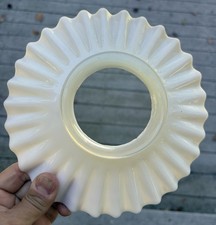 Antique Milk Opalescent Glass Petticoat Lamp Shade 4” Fitter picture
