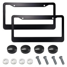2PCS Matte Black License Plate Frames, Stainless Steel Tag Frame, Car License... picture