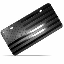 Zone Tech Tactical American Flag Heavy Duty Aluminum License Plate Matte Black picture