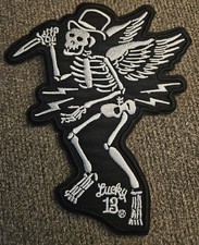 Lucky 13 Angel Skeleton Vintage Rockabilly Biker Patch 80s Collectible NFA RARE picture