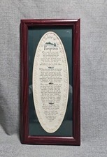 Vtge Print Footprints poem framed matted green lace accent Decor  READ  picture