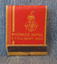 WICOMICO HOTEL SALISBURY MARYLAND Full Unstruck Vintage Matchbook MX79 picture