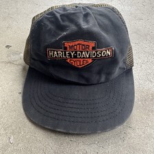 Vintage 70s 80s Harley Davidson Trucker Hat Black Distressed  picture