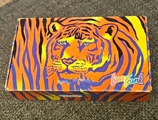 Vtg 1990 Lisa Frank Tiger Pencil Box Cardboard Keepsake Case Neon 90s Rare picture