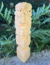 Vintage Inca Mayan Aztec Totem Pole Wooden Hand Carved 18