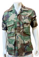 VTG Military BDU Coat Size SM-Reg Woodland Camo FORSCOM, Major Gold Oak Leaf picture