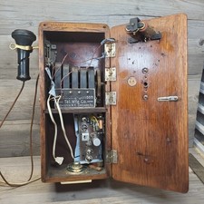 Antique Early 1900's STROMBERG-CARLSON Box Wall Crank Wood Untested  picture