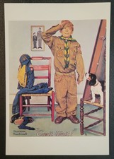 Vintage Postcard - Norman Rockwell - Can't Wait- Scout - Salute - Dog - 1970 picture