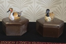 Vintage 1980s Duck/Goose Trinket Boxes – Hexagonal Plastic – Cabin Decor – Set o picture