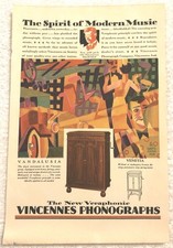 Vintage 1927 Print Advertising- Vincennes Phonographs - Full Page Magazine Ad picture