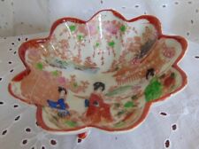 Japanese handpainted geishas garden scalloped footed porcelain bowl 5