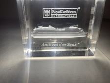 Rare Royal Caribbean Anthem of the Seas Crystal 3D Glass Block No Box picture