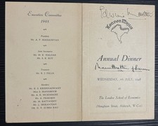 1948 Louis Mountbatten 1st Earl Mountbatten of Burma Signed Menu London Majlis picture