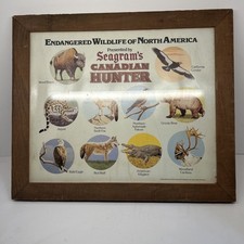 Vtg Seagram’s Canadian Hunter Picture Endangered Wildlife N. America 19.5 X 16.5 picture