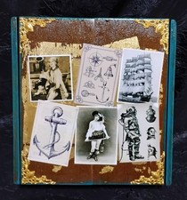 Custom Cigar Box Stash Photo Jewelry Trinket Memory Box Nautical Gold picture