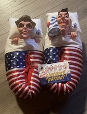 NOS 1988 Ronald Nancy Reagan Spitting Image Sleeping Partner Slippers w Bag Tag picture