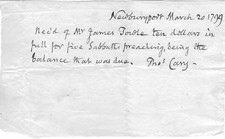Liberal Rev. Cary, Tolerant Theology, Paid For Massachusetts Sermons In 1799 picture