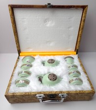 Chinese Ru Porcelain Ten-Piece Tea Ceremony Set Travel Box Green picture