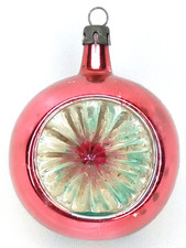 Antique 1940s Fantasia Mica Striped Indent Christmas Ornament Made In Poland picture