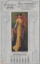Centralene Johnson Oil Co Chicago Heights Illinois IL Art Calendar 1913 Postcard picture