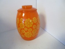 Vintage Bartlett Collins Orange With Yellow Daisies Cookie Jar picture