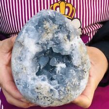 4.59LB Natural Blue Celestite Crystal Geode Cave Mineral Specimen Healing 988 picture