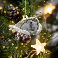 Elephant Sleeping Angel Car Ornament, Elephant Angel Wings Christmas Ornament picture