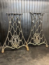 Vintage 1910 Singer Red Eye Sewing Machine Treadle Set of 2 Cast Iron Legs picture