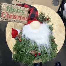Vintage Standing Woodland Rustic Christmas Santa Type Gnome 17” Tall picture
