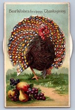 Rare~Kaleidoscope Mechanical ~Spinner~Turkey Thanksgiving~Novelty~ Postcard-s631 picture