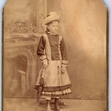 c1870s Postville IA Lovely Young Girl Umbrella Lady Cabinet Card EA Huffman B24  picture