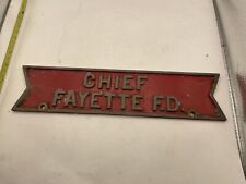 Fire Chief Fayette NY Fire Department Heavy Metal Plaque Vintage Rare R2A2 picture