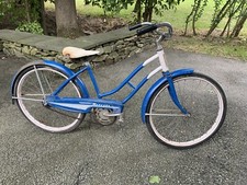VINTAGE 1950'S MERCURY MURRAY GIRL'S BICYCLE 24'' BLUE & WHITE picture