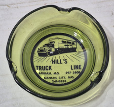 Vintage Hill's Truck Line Trucking Service Glass Ashtray Advertising Truckers picture