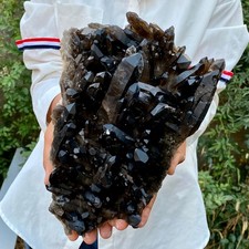 6.6LB New Black Phantom Quartz Crystal Cluster Mineral Specimen Spiritual The picture