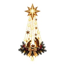 Nativity Wall Decor Christmas Holy Family Star LED Light Hanging Ornament picture