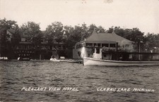 Pleasant View Hotel, Clarks Lake MI Michigan RPPC Photo Postcard COPY picture