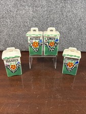 Vtg~TBICO Czechoslovakia Hand Painted Kitchen Spice Green w/Flowers Set picture