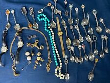 junk drawer lot vintage - Watches, Jewelry, Spoons ++, Estate Sale Find picture
