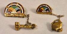 Vtg BFCL International Order Rainbow Girls Masonic Gold Filled Pin Lot 2 pins picture