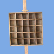 Hanging Wood Shadow Box/Display Cabinet w/ Handle; 25 Small Slots; Rustic/Farm picture