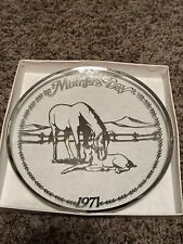 VINTAGE STERLING SILVER ON CRYSTAL PLATE MOTHERS DAY 1971 WITH HORSE IMAGES picture