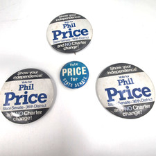 Vintage Phil Price PA State Senate Campaign Button Pin Lot 36th Dist NO Charter picture