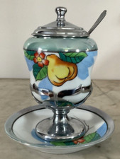 VINTAGE FARBER BROS JAM JELLY JAR W/UNDER PLATE LID & SPOON, Japan - read picture