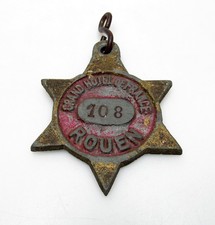 Antique Luxury Grand Hôtel de France Brass Key Fob Rouen VERY RARE 1800S? picture