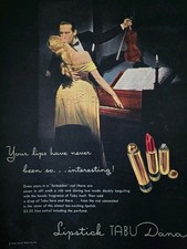 1946 Dana Tabu Lipstick Your lips have never been so interesting Kissing ad picture
