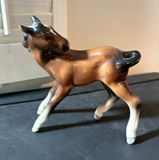 VINTAGE 1970’s Brown & White Porcelain Horse Foal Figurine  picture
