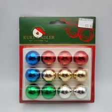 Vintage Kurt Adler Mini Christmas Ornaments Multicolor Round Balls 12 Pack New picture